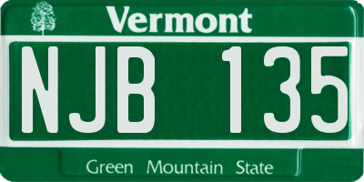 VT license plate NJB135