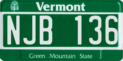 VT license plate NJB136