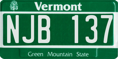 VT license plate NJB137