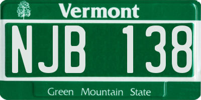VT license plate NJB138