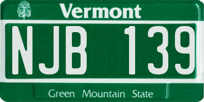 VT license plate NJB139