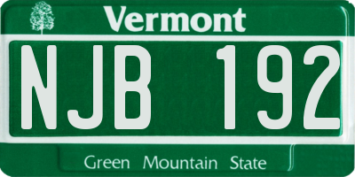VT license plate NJB192