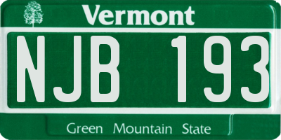 VT license plate NJB193