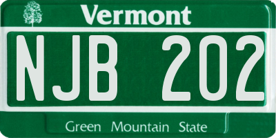 VT license plate NJB202