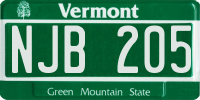 VT license plate NJB205