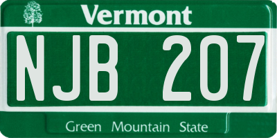 VT license plate NJB207