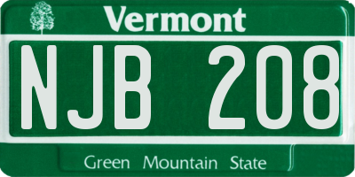VT license plate NJB208