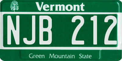 VT license plate NJB212