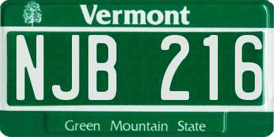 VT license plate NJB216