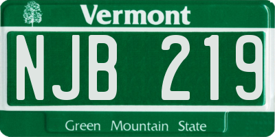 VT license plate NJB219