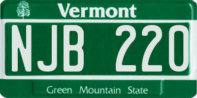 VT license plate NJB220