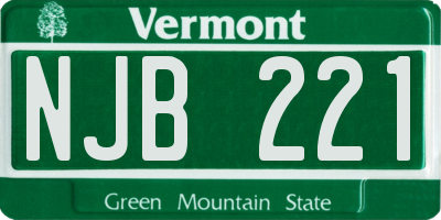 VT license plate NJB221