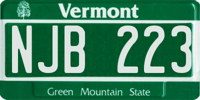 VT license plate NJB223