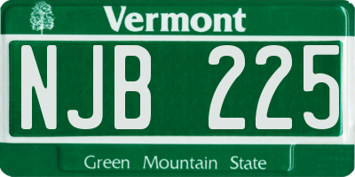 VT license plate NJB225