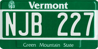 VT license plate NJB227