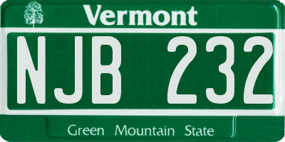 VT license plate NJB232