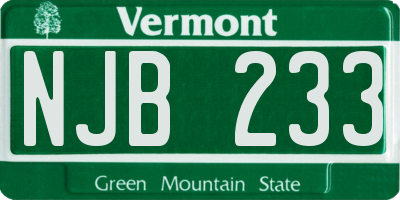 VT license plate NJB233