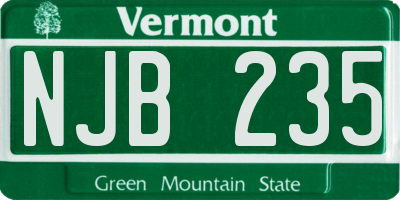 VT license plate NJB235