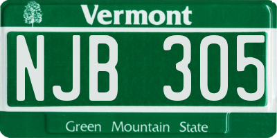 VT license plate NJB305