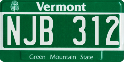 VT license plate NJB312
