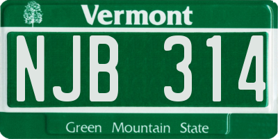 VT license plate NJB314