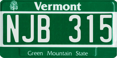 VT license plate NJB315