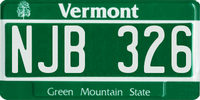 VT license plate NJB326