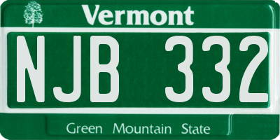 VT license plate NJB332