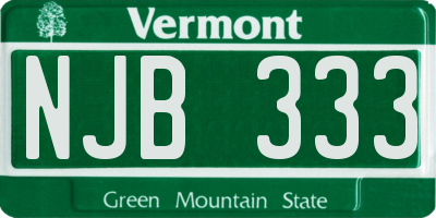 VT license plate NJB333