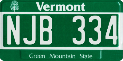 VT license plate NJB334