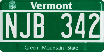 VT license plate NJB342