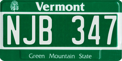 VT license plate NJB347