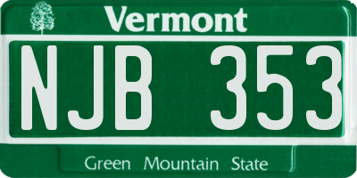 VT license plate NJB353