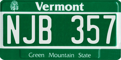 VT license plate NJB357