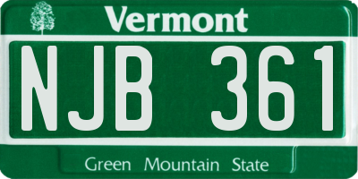 VT license plate NJB361