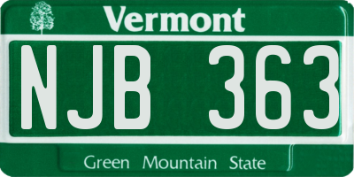 VT license plate NJB363
