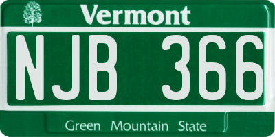 VT license plate NJB366