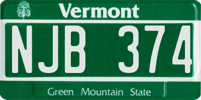VT license plate NJB374