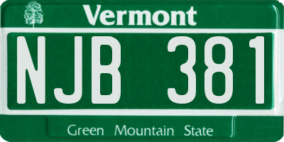 VT license plate NJB381