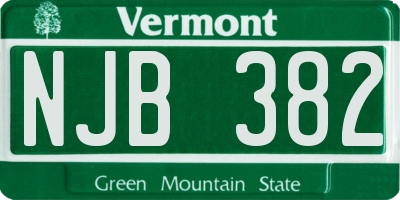 VT license plate NJB382