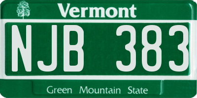 VT license plate NJB383