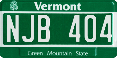 VT license plate NJB404