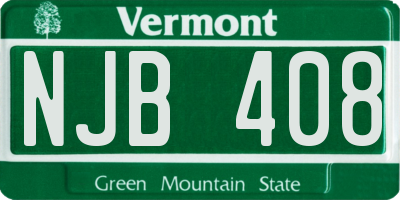 VT license plate NJB408