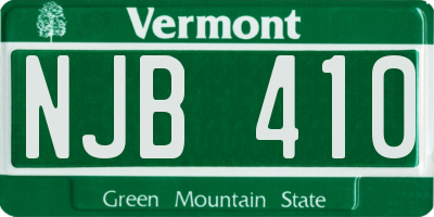 VT license plate NJB410