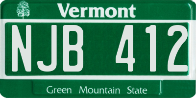 VT license plate NJB412