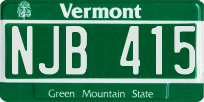 VT license plate NJB415
