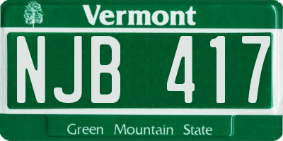 VT license plate NJB417