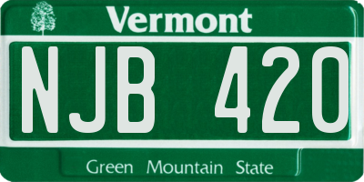 VT license plate NJB420