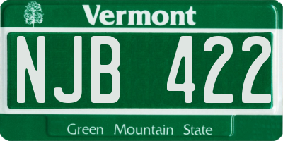 VT license plate NJB422