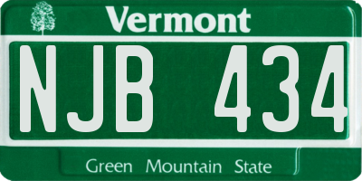 VT license plate NJB434